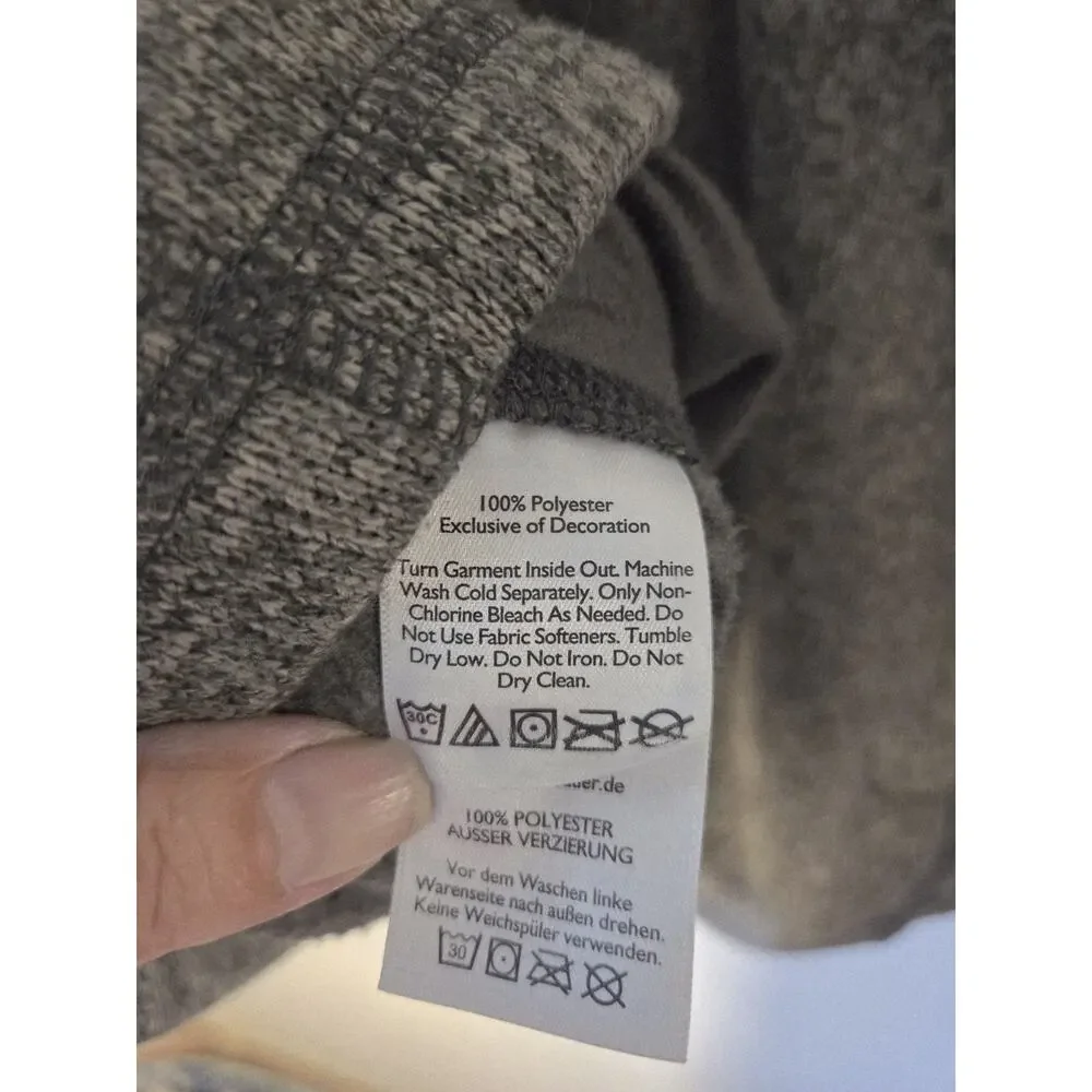 Eddie Bauer Mens L Pullover Fleece 1/4 Snap Gray & Rust Zip Pockets Gorpcore